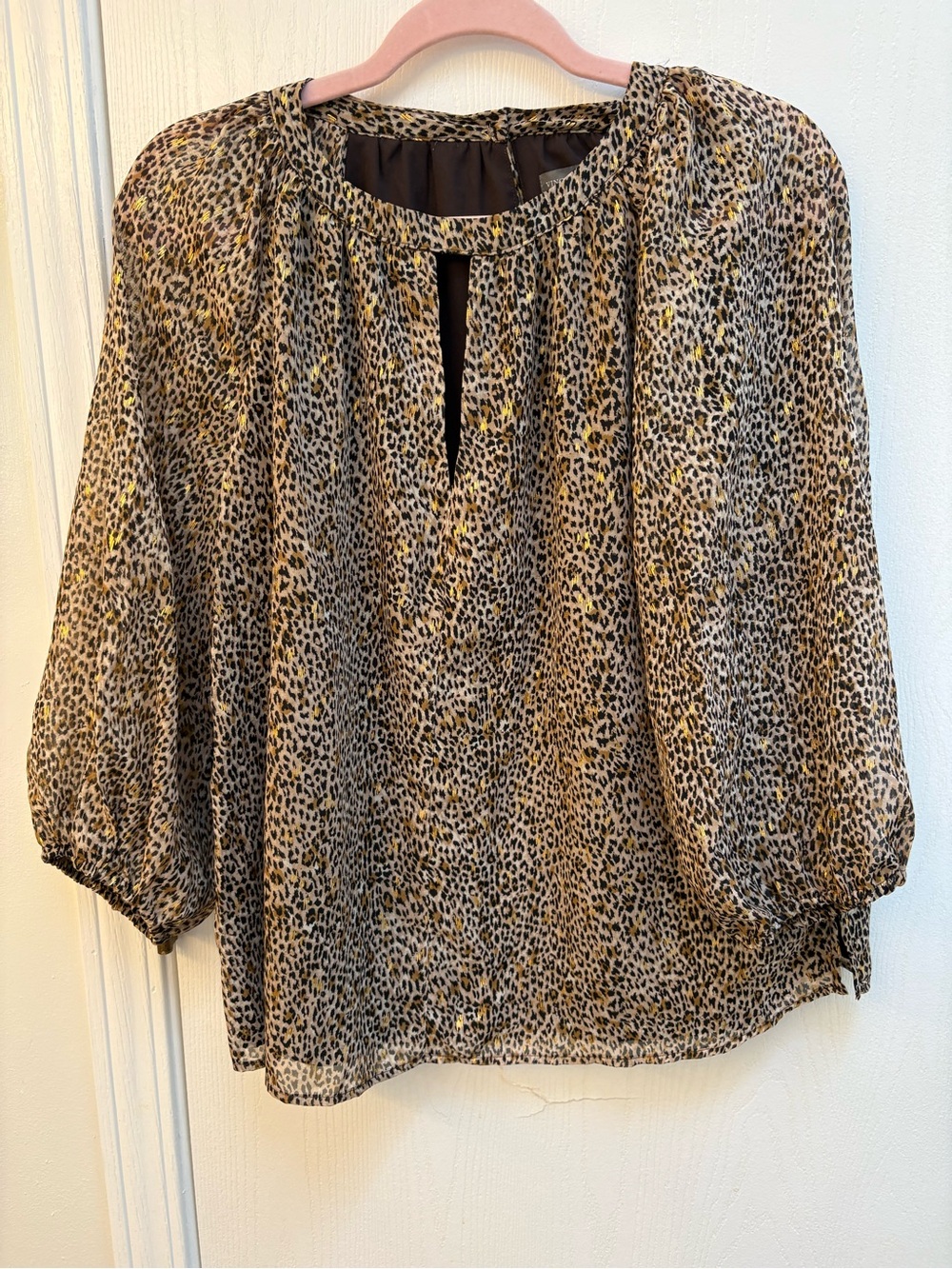 Vince Camuto Leopard Print Blouse in Brown and Black